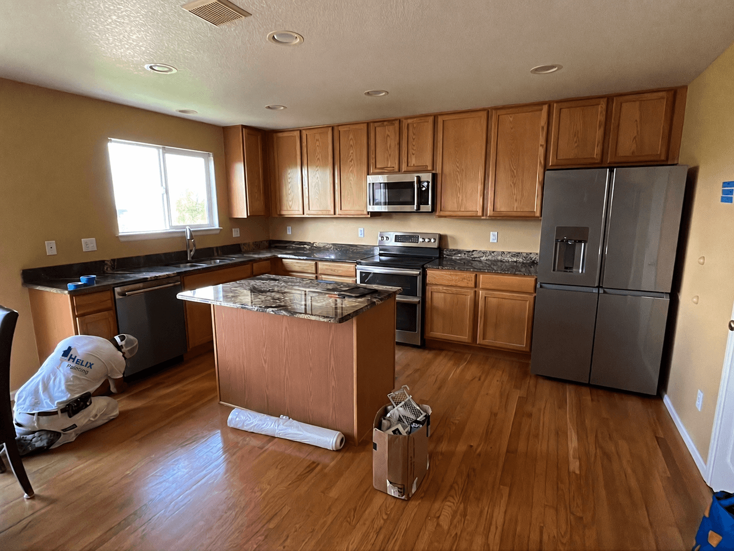 Kitchen cabinets before refinishing