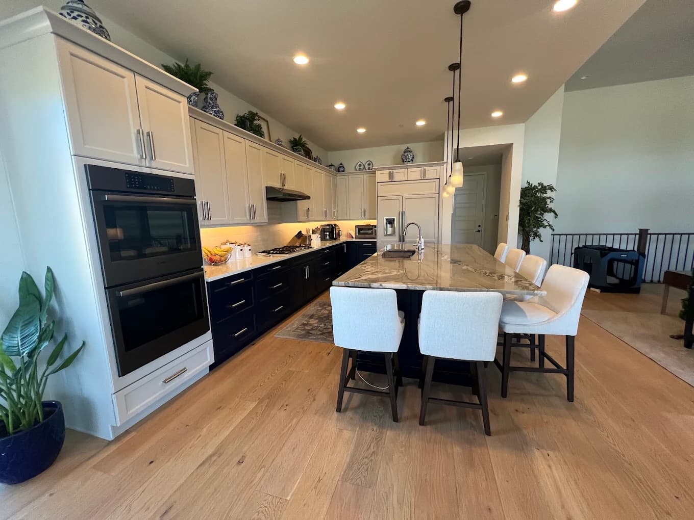 Freshly painted cabinetry with a durable sprayed finish