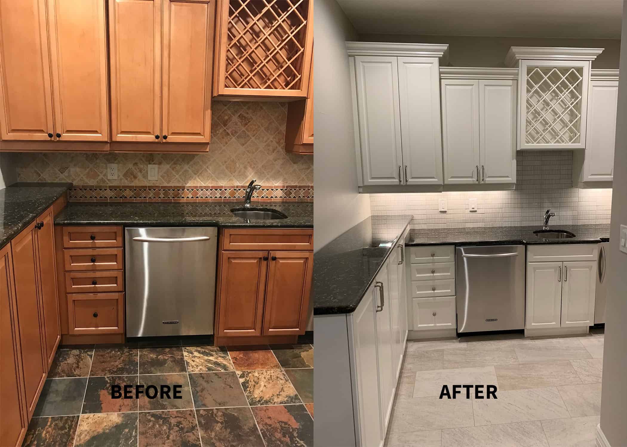 Paint My Kitchen Cabinets Helix Painting, Painting Stained Cabinets Before And After